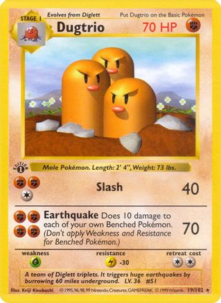 Dugtrio 019/102 - Base Set Shadowless Unlimited