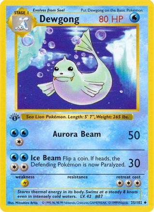 Dewgong 025/102 - Base Set Shadowless 1st Edition