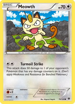 Meowth 074/124 - XY Fates Collide Reverse Holofoil