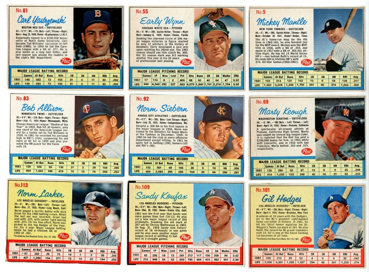 1962 POST CEREAL BASEBALL COMPLETE SET BREAK - 5 CARDS PER BOX! 1 HOFER PER BOX!