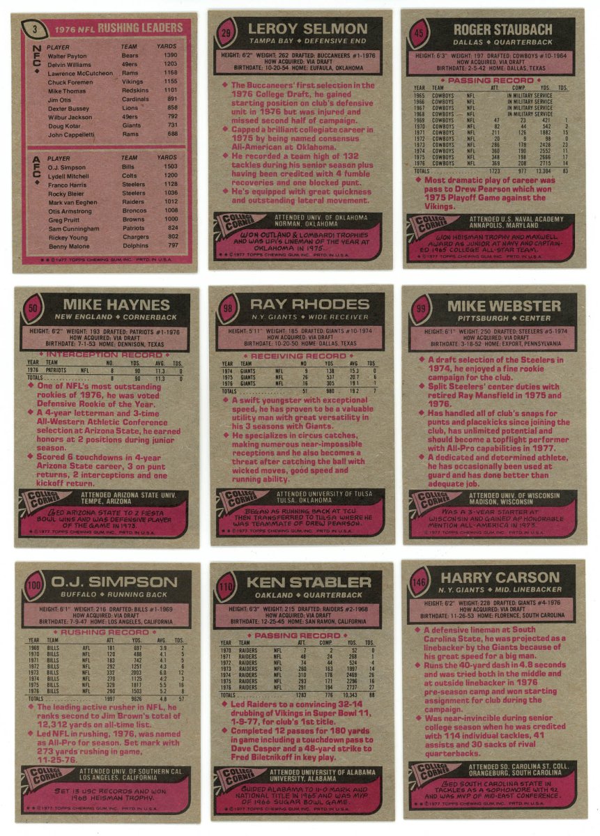 1977 TOPPS FOOTBALL COMPLETE SET BREAK - 16 CARDS PER BOX! 2 HOFERS PER BOX!