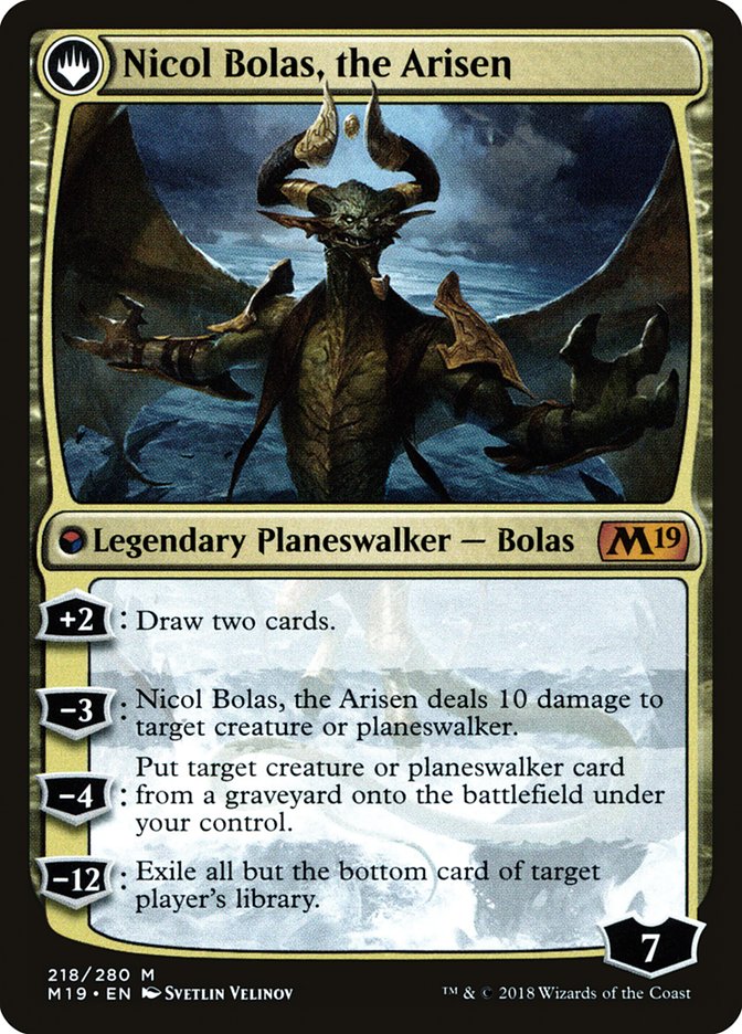 Nicol Bolas, the Ravager // Nicol Bolas, the Arisen (PRE-218S) - Core Set 2019 Promos: (originpwdfc) Foil