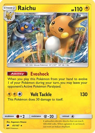 Raichu 041/147 - SM Burning Shadows Holofoil