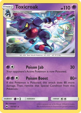 Toxicroak 055/147 - SM Burning Shadows Reverse Holofoil