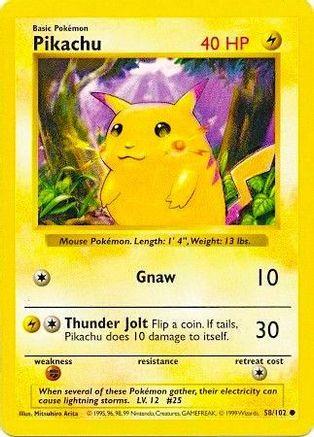 Pikachu (Red Cheeks) 058/102 - Base Set Shadowless Unlimited