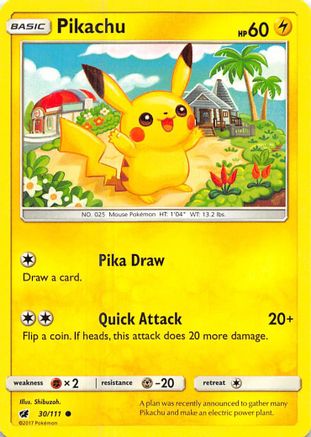 Pikachu 030/111 - SM Crimson Invasion Reverse Holofoil