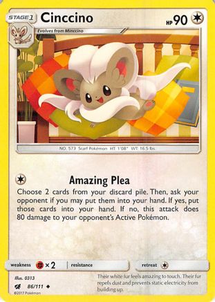 Cinccino 086/111 - SM Crimson Invasion Reverse Holofoil