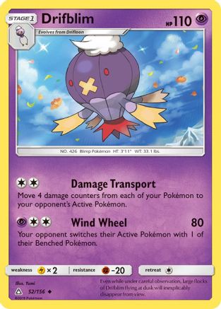 Drifblim 052/156 - SM Ultra Prism Reverse Holofoil