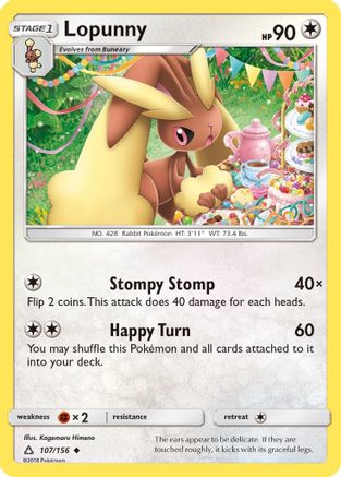 Lopunny 107/156 - SM Ultra Prism Reverse Holofoil