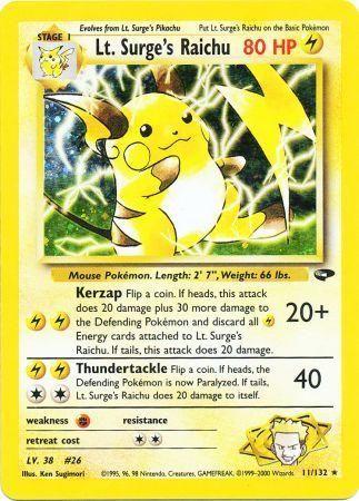 Lt. Surge's Raichu 011/132 - Gym Challenge Unlimited Holofoil