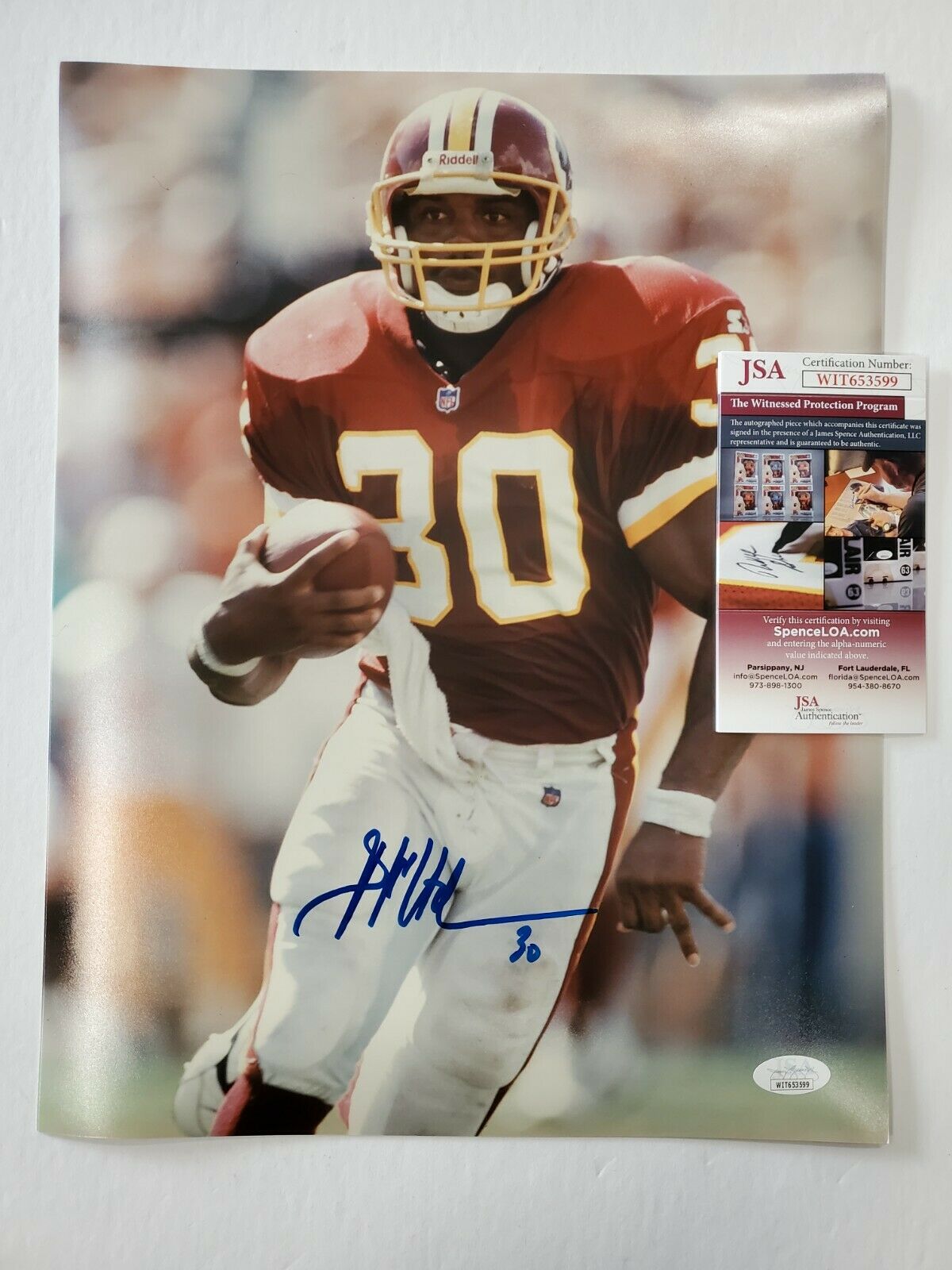 WASHINGTON FOOTBALL TEAM BRIAN MITCHELL AUTOGRAPHED 11x14 PHOTO JSA COA