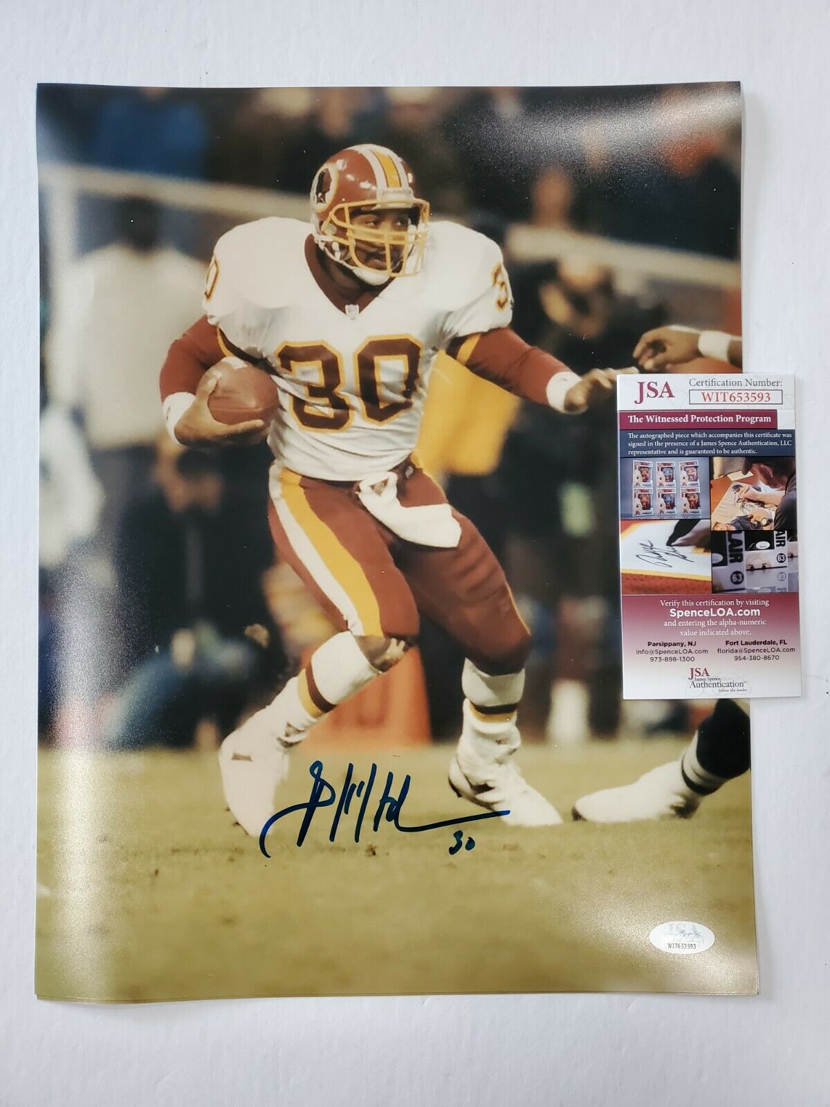 WASHINGTON FOOTBALL TEAM BRIAN MITCHELL AUTOGRAPHED 11x14 PHOTO JSA COA