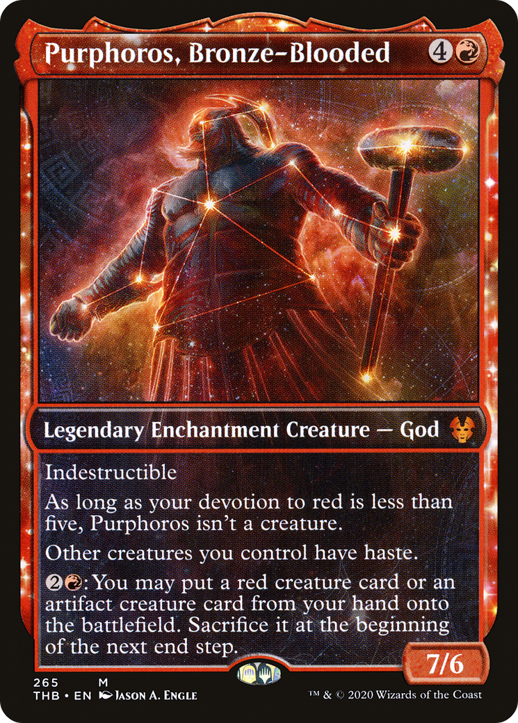 Purphoros, Bronze-Blooded (THB-265) - Theros Beyond Death: (enchantment, Showcase)