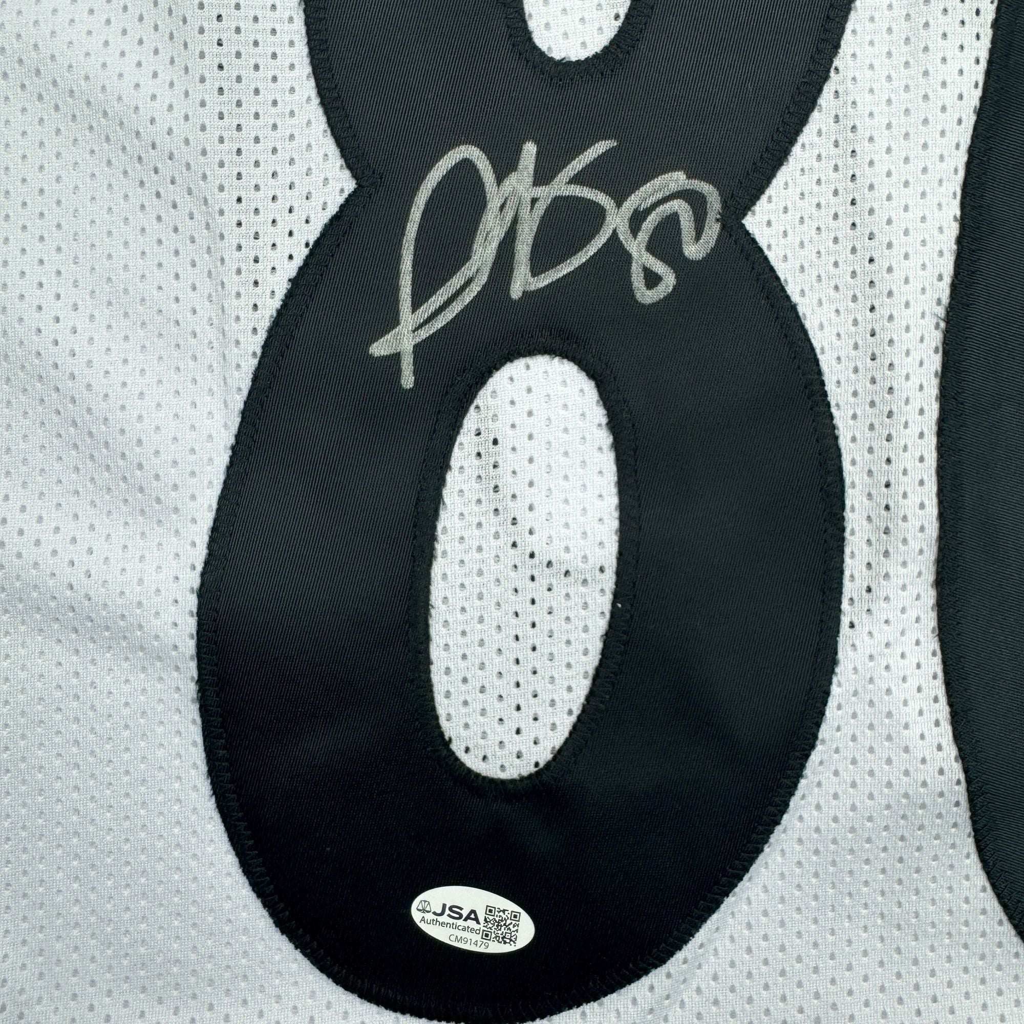 Autographed/Signed Plaxico Burress Pittsburgh White Football Jersey JSA COA