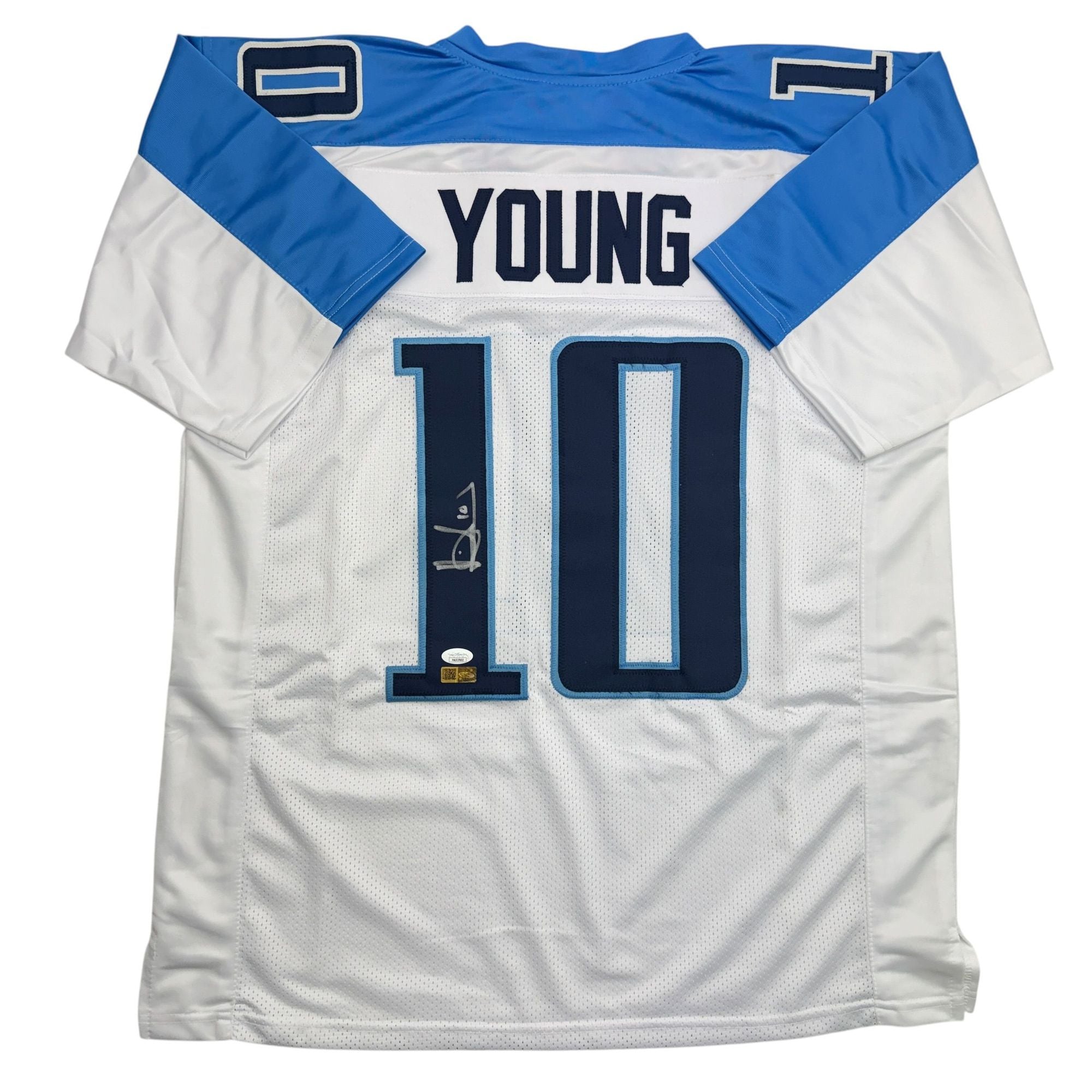 Autographed/Signed Vince Young Tennessee White Football Jersey JSA COA