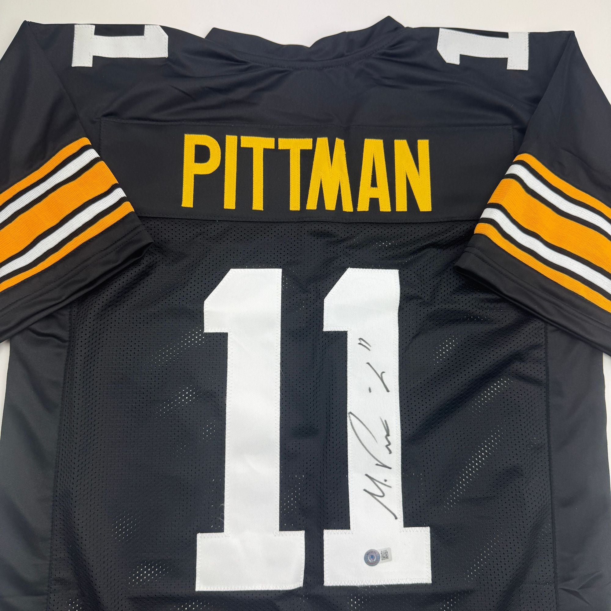 Autographed/Signed Michael Pittman Jr. Pittsburgh Black Football Jersey Beckett BAS COA