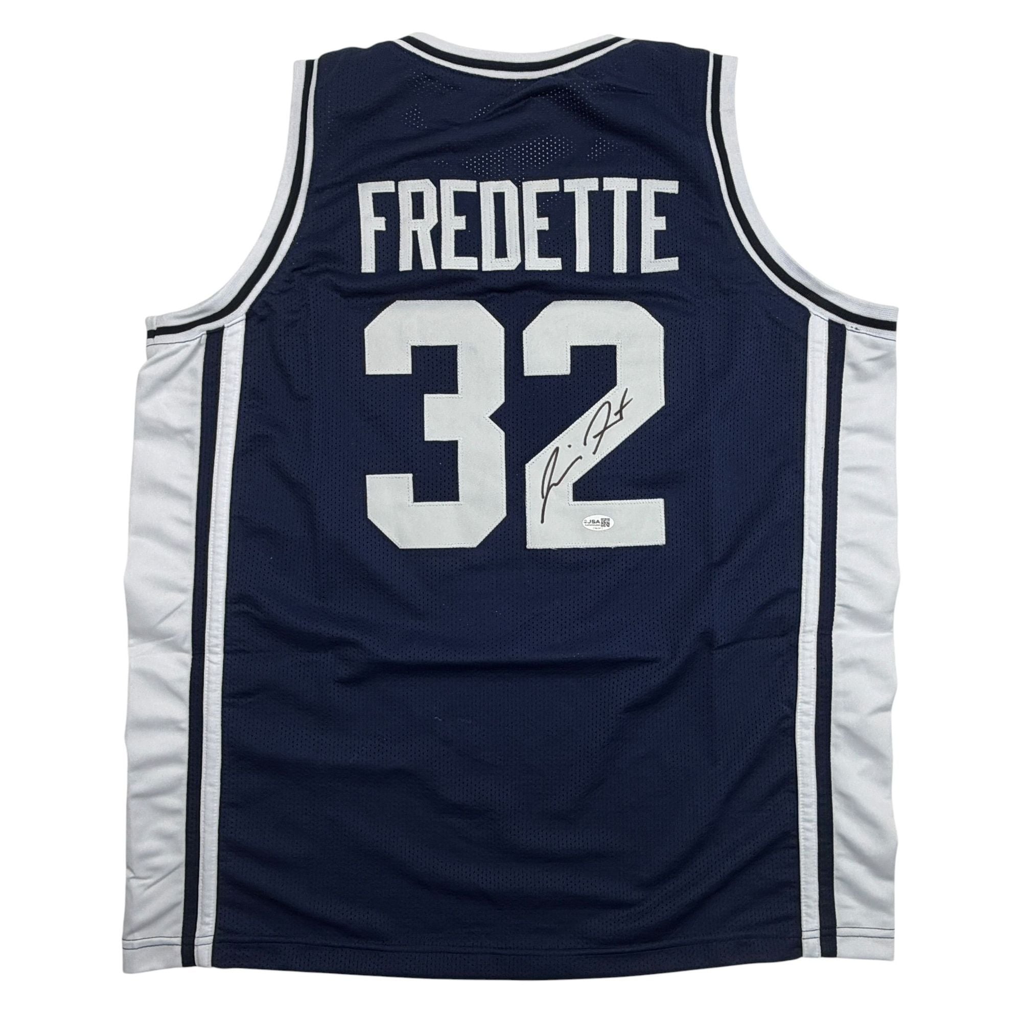 Autographed/Signed Jimmer Fredette BYU Blue College Basketball Jersey JSA COA