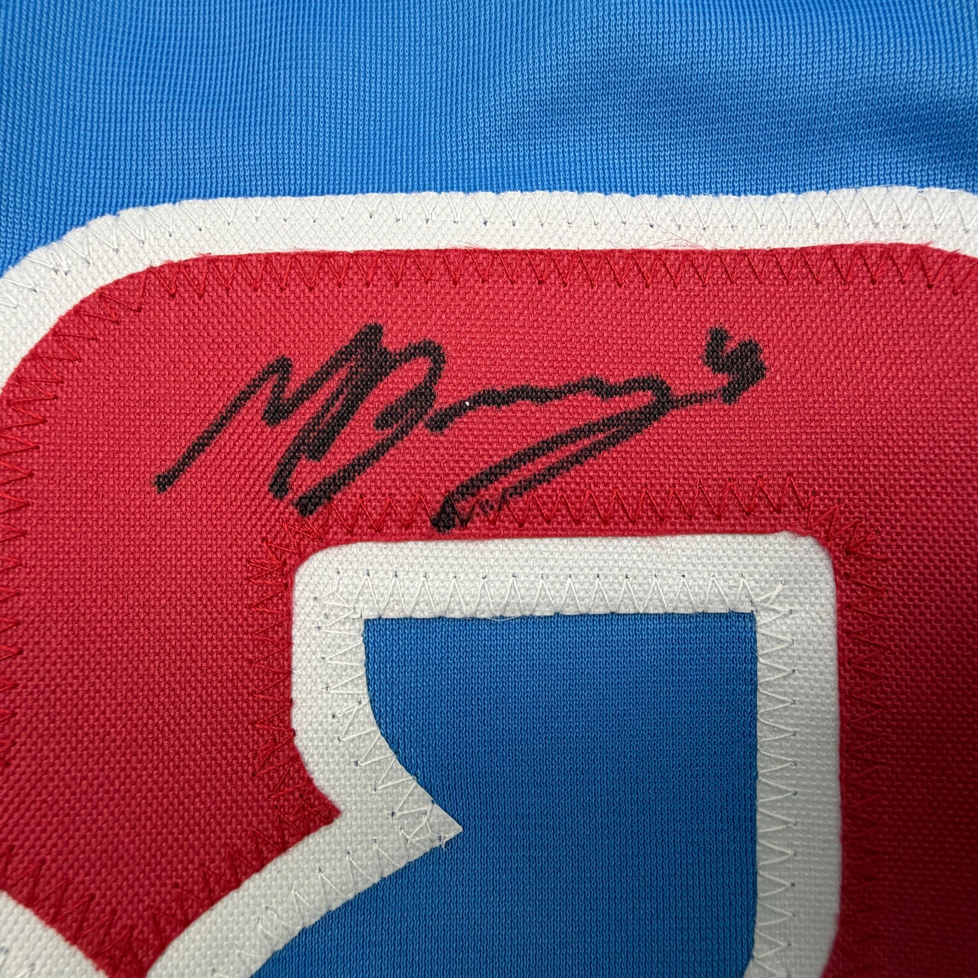 Autographed/Signed Moises Ballesteros Chicago Blue City Connect Baseball Jersey Beckett BAS COA