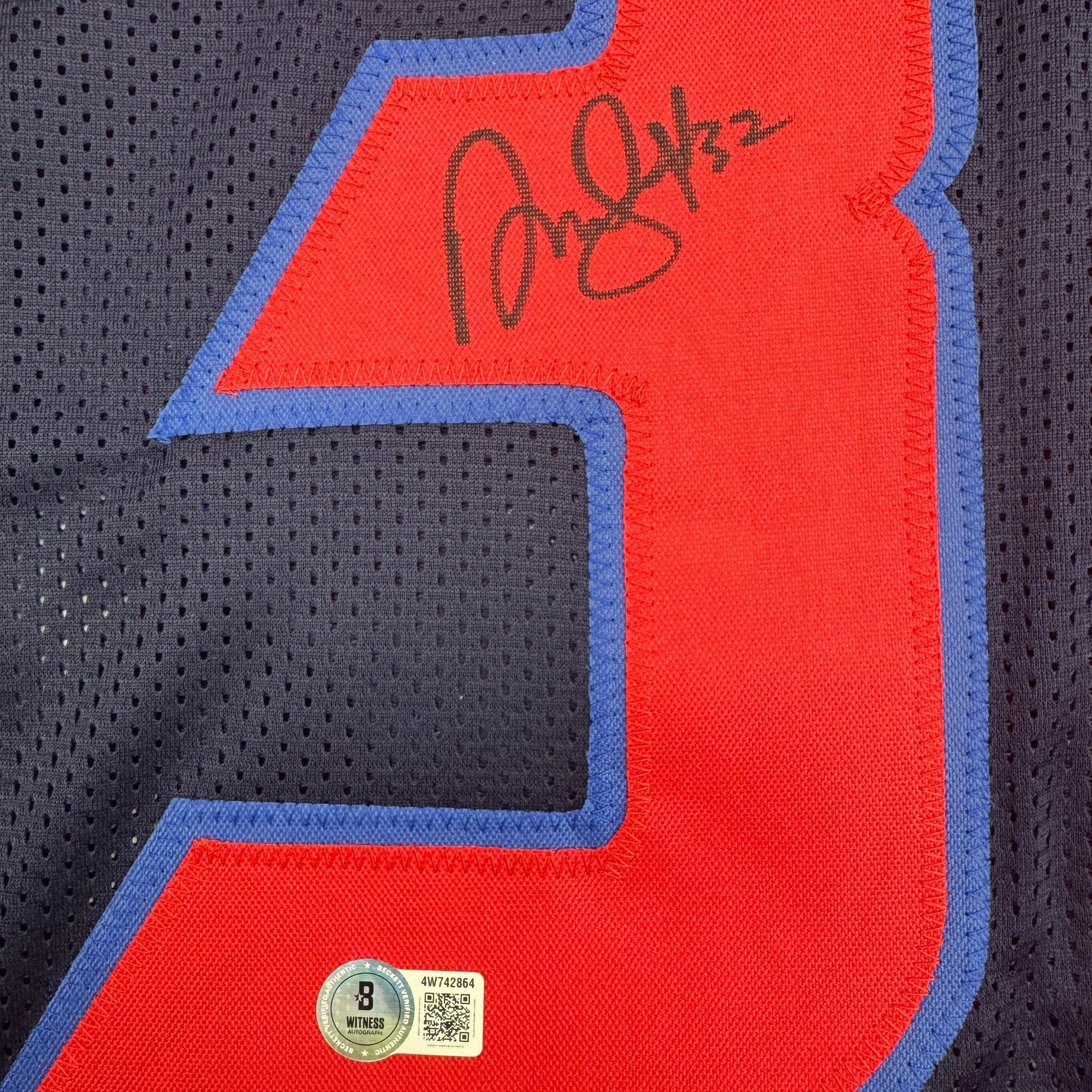 Autographed/Signed David Montgomery Houston Blue Alternate Football Jersey Beckett BAS COA