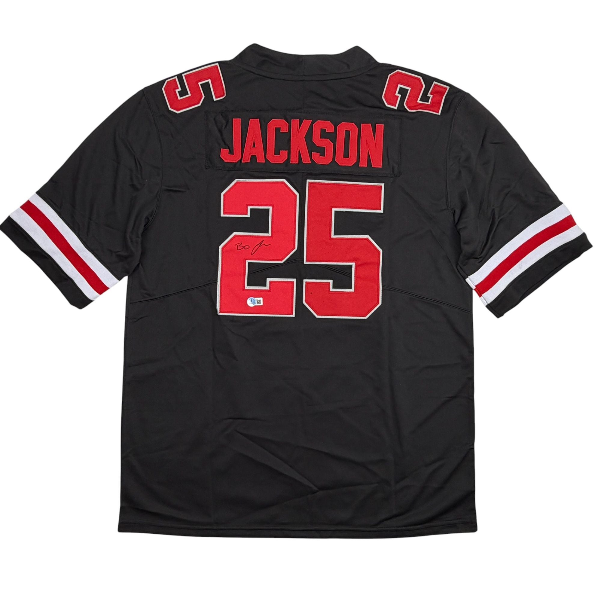 Autographed/Signed Lamar Bo Jackson Ohio State Black College Football Jersey Beckett BAS COA