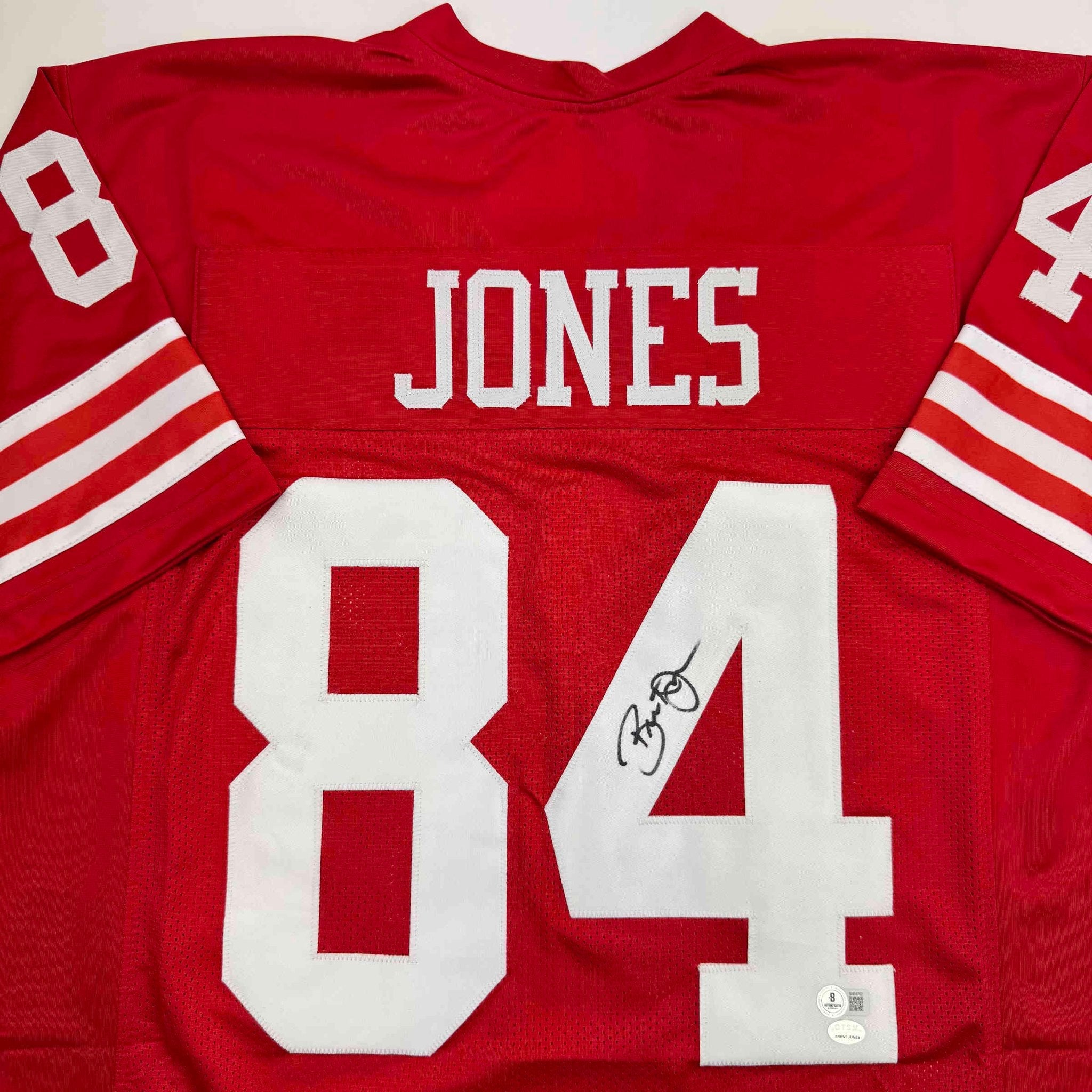 Autographed/Signed Brent Jones San Francisco Red Football Jersey Beckett BAS COA