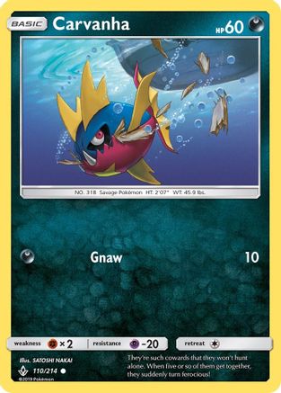 Carvanha 110/214 - SM Unbroken Bonds Reverse Holofoil
