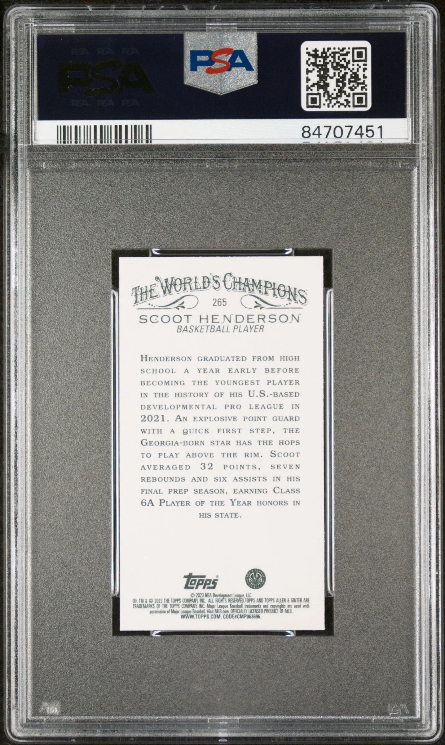 2023 TOPPS ALLEN & GINTER SCOOT HENDERSON #265 - PSA 10