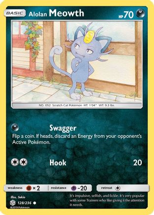 Alolan Meowth 128/236 - SM Cosmic Eclipse Reverse Holofoil