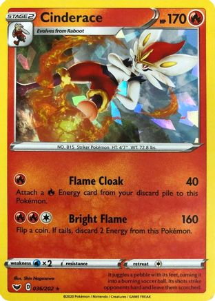 Cinderace (Cracked Ice Holo) 036/202 - Deck Exclusives Holofoil