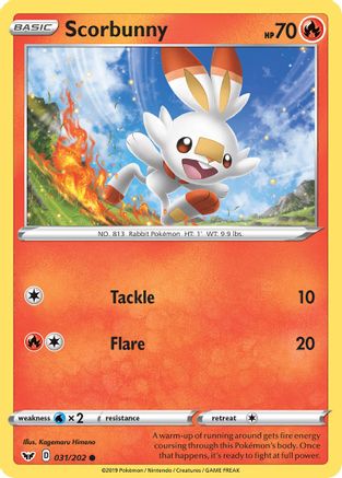 Scorbunny () 031/202 - SWSH01 Sword & Shield Base Set Reverse Holofoil