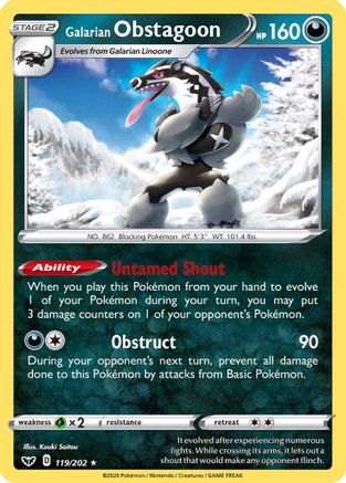 Galarian Obstagoon 119/202 - SWSH01 Sword & Shield Base Set Holofoil
