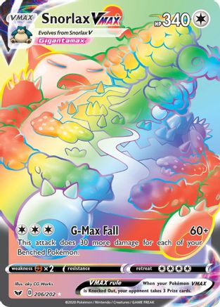 Snorlax VMAX (Secret) 206/202 - SWSH01 Sword & Shield Base Set Holofoil