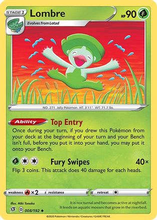 Lombre 008/192 - SWSH02 Rebel Clash Reverse Holofoil