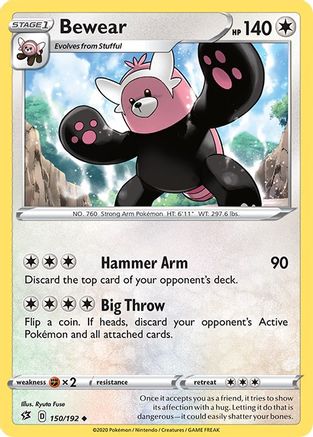 Bewear 150/192 - SWSH02 Rebel Clash Reverse Holofoil
