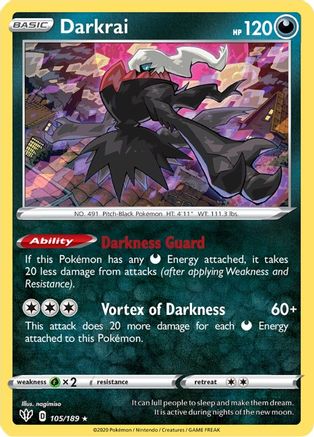 Darkrai 105/189 - SWSH03 Darkness Ablaze Holofoil