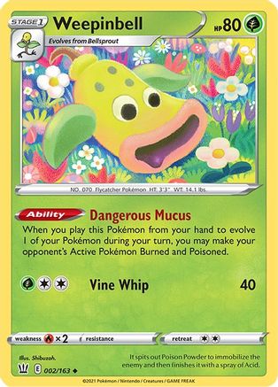 Weepinbell 002/163 - SWSH05 Battle Styles Reverse Holofoil