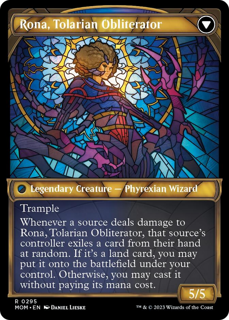 Rona, Herald of Invasion // Rona, Tolarian Obliterator (MOM-295) - March of the Machine: (Showcase) Foil