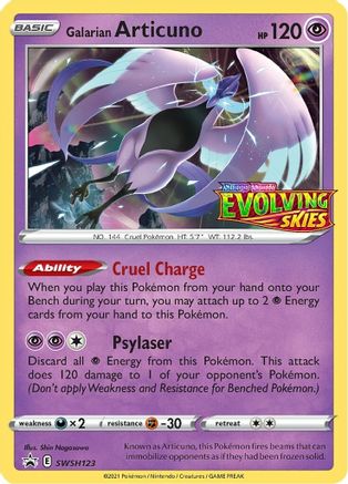 Galarian Articuno (Prerelease) SWSH123/307 - SWSH Sword & Shield Promo Cards Holofoil