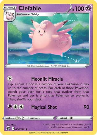 Clefable 054/172 - SWSH09 Brilliant Stars Reverse Holofoil