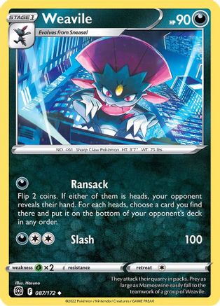Weavile 087/172 - SWSH09 Brilliant Stars Reverse Holofoil