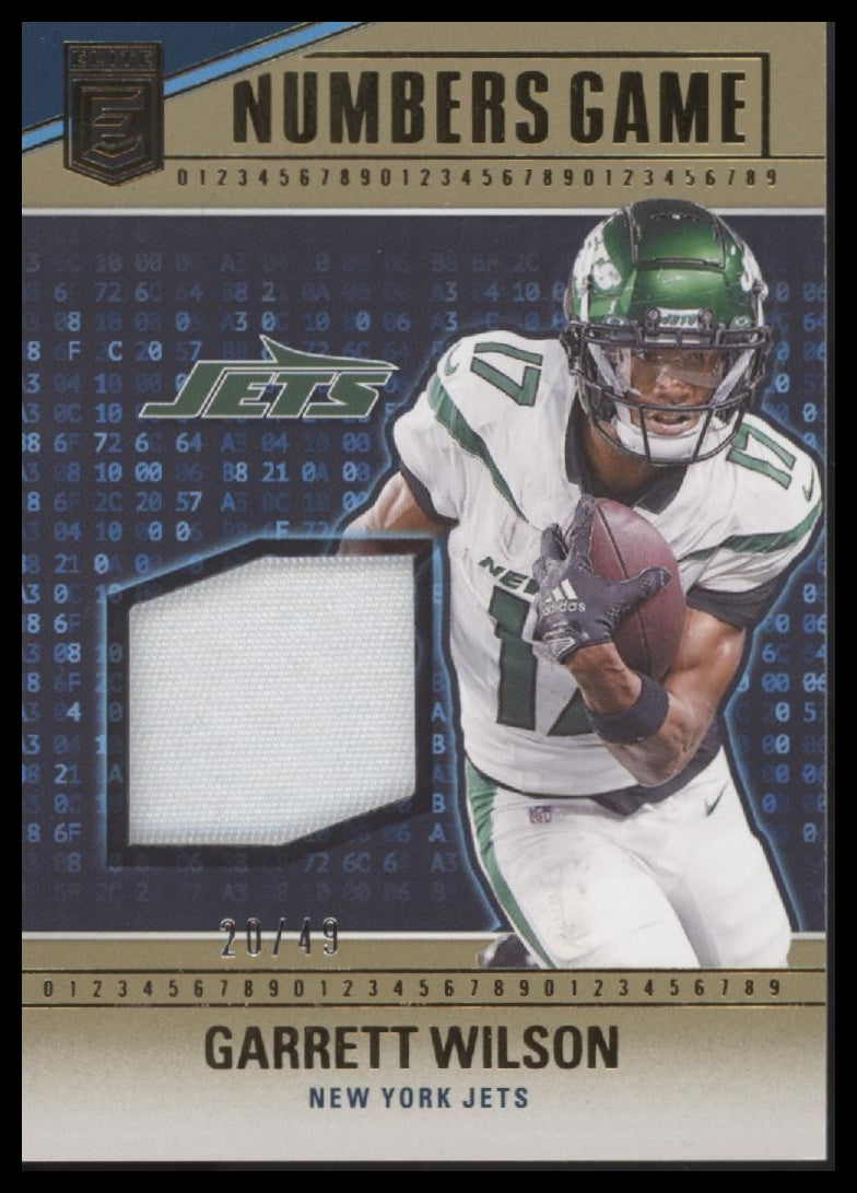 Garrett Wilson 2024 Donruss Elite #NG-GWI Numbers Game Jerseys Prime #/49