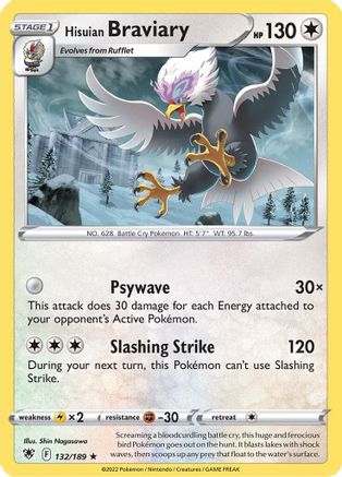 Hisuian Braviary 132/189 - SWSH10 Astral Radiance Reverse Holofoil