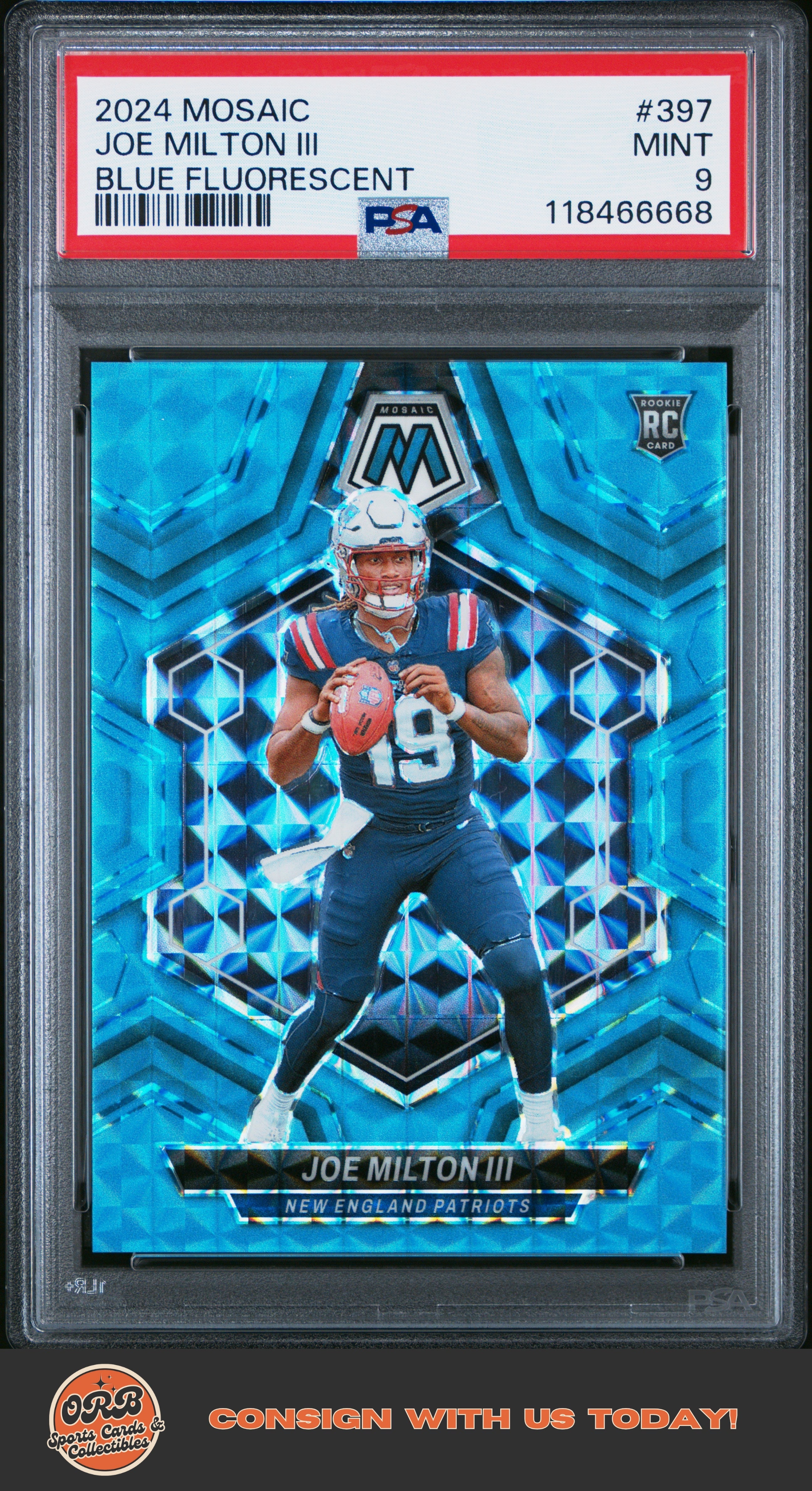 Joe Milton Iii 2024 Panini Mosaic #397 Blue Fluorescent PSA 9 #/15