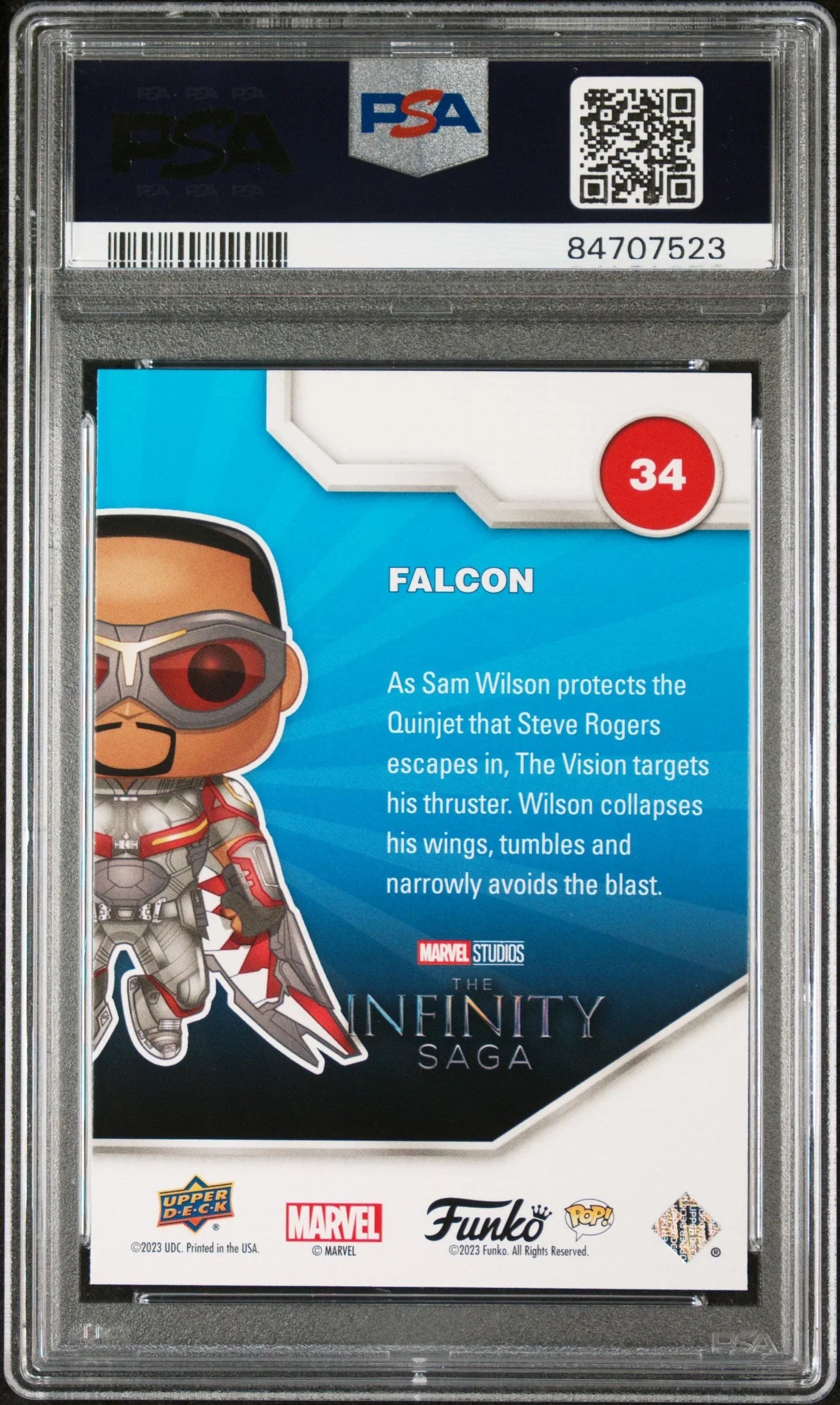2023 UPPER DECK FUNKO POP MARVEL FALCON PLATINUM #34 PSA 10