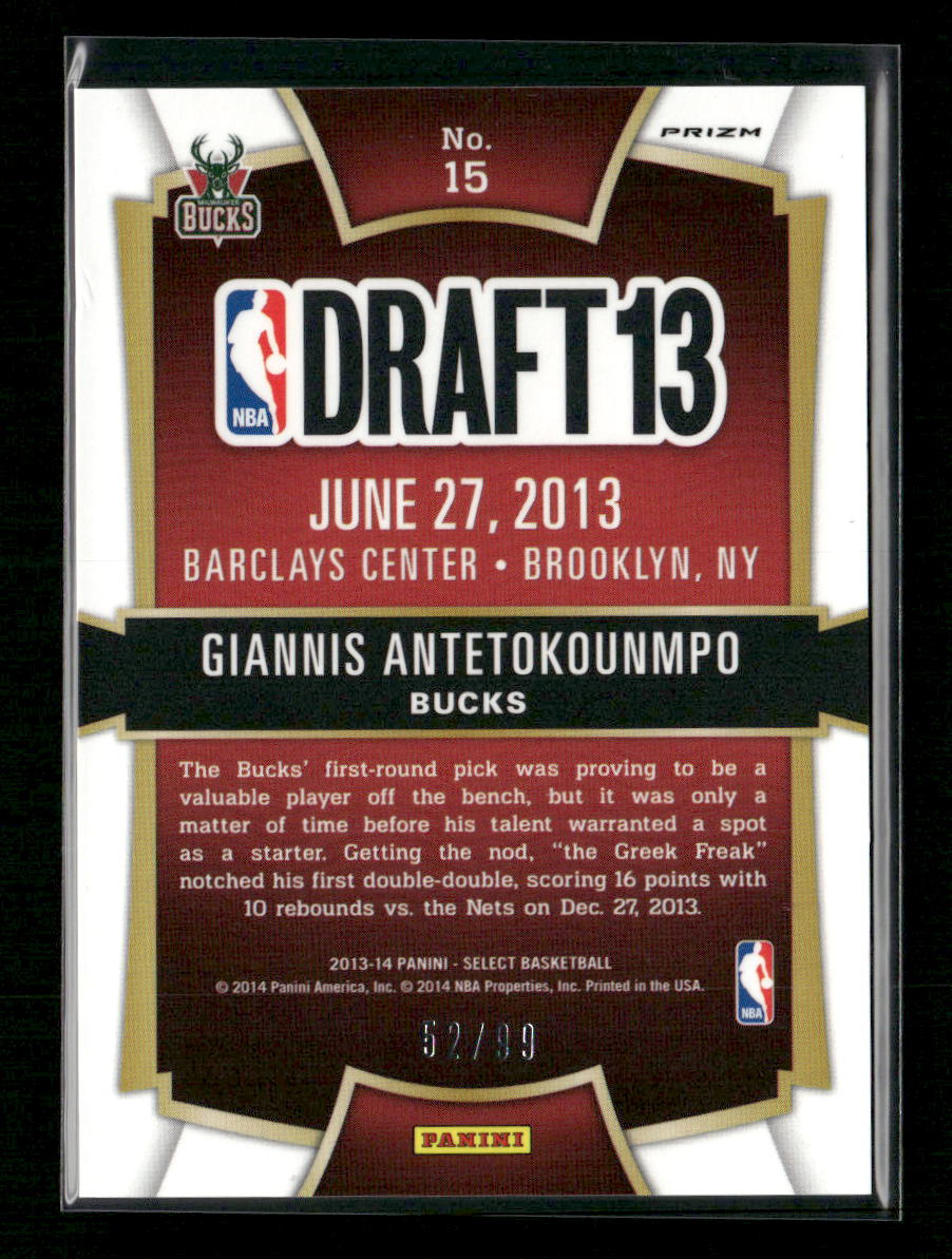 Giannis Antetokounmpo 2013-14 #15 Draft Selections Prizms Purple #/99