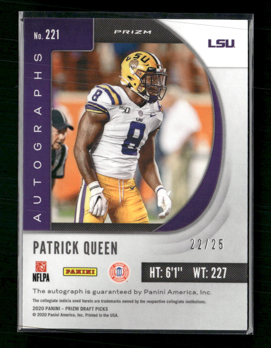Patrick Queen 2020 Panini Prizm Draft Picks #221 Prizms Navy Camo Auto #/25