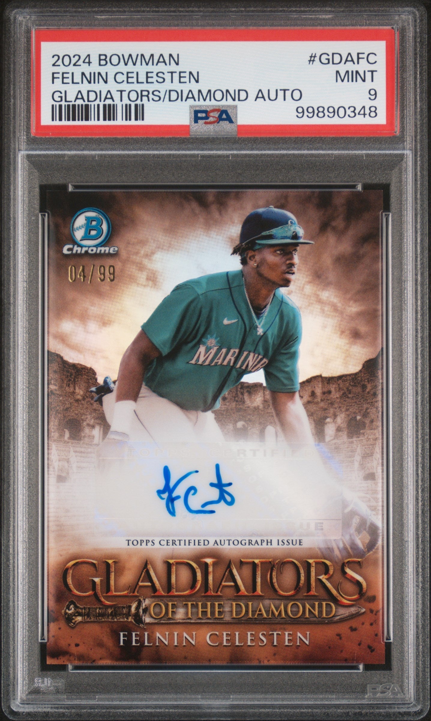 Felnin Celesten 2024 Bowman Gladiators Of The Diamond Autographs #GDAFC PSA 9