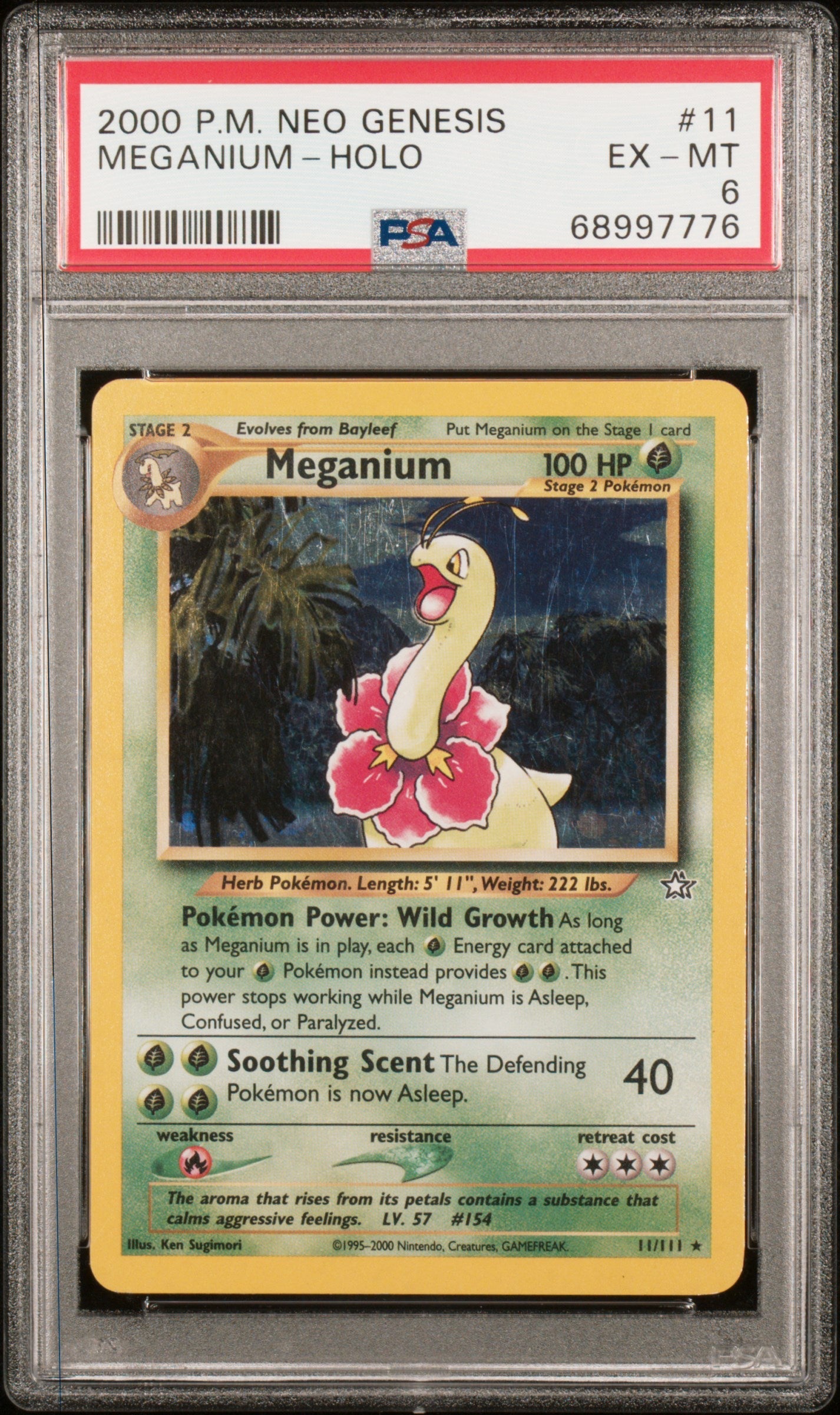 Meganium-Holo 2000 Pokemon Neo Genesis #11 PSA 6