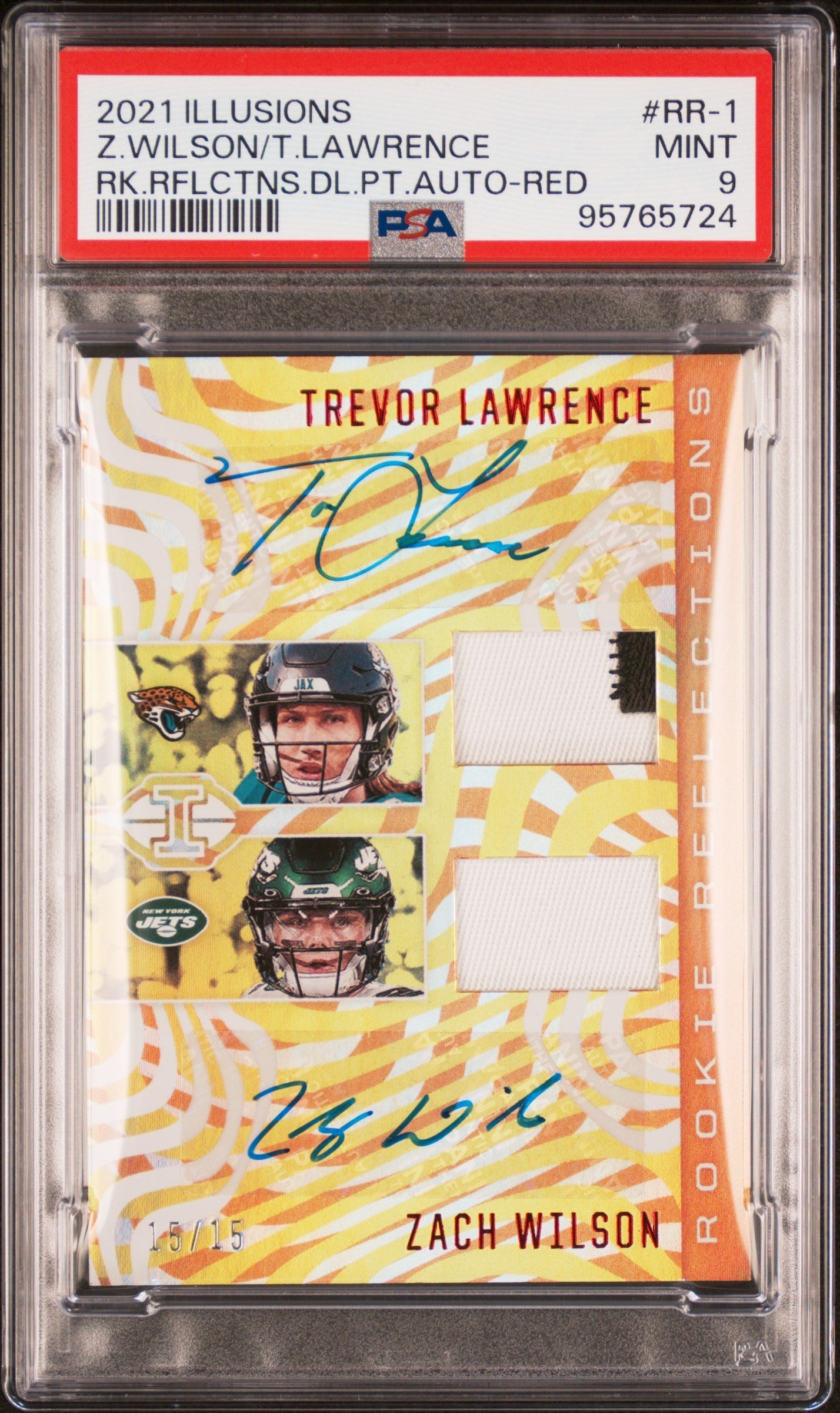Z Wilson / T Lawrence 2021 Panini Illusions #RR-1 Rk.Rflctns.Dl.Auto-Red PSA 9