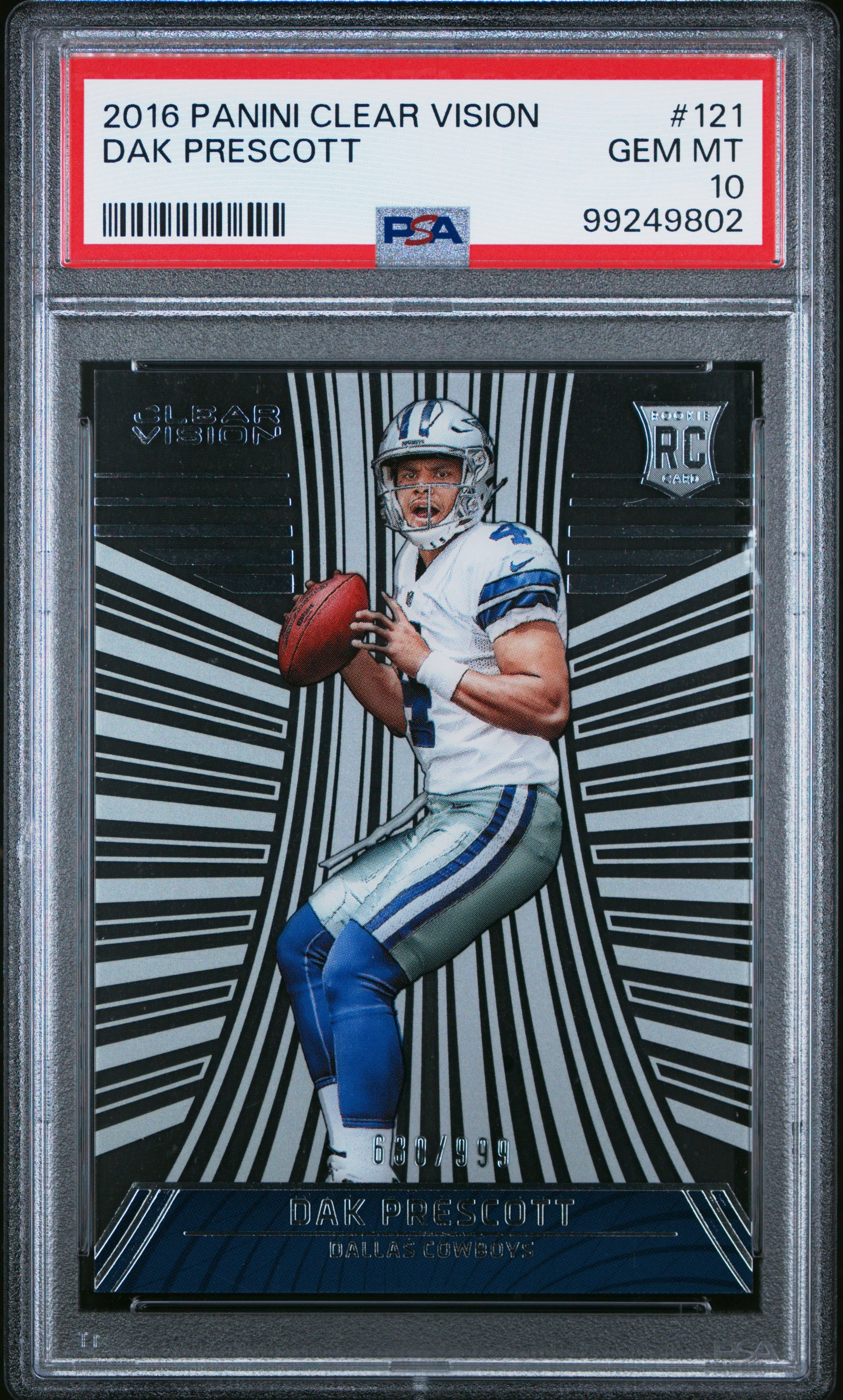 Dak Prescott 2016 Panini Clear Vision #121 PSA 10